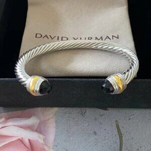David Yurman Cable Bracelet with 14K Yellow Gold and Black Onyx, 7mm